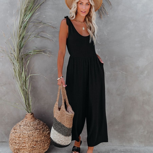 RICHELLE LINEN BLEND POCKETED JUMPSUIT - Picture 3 of 8